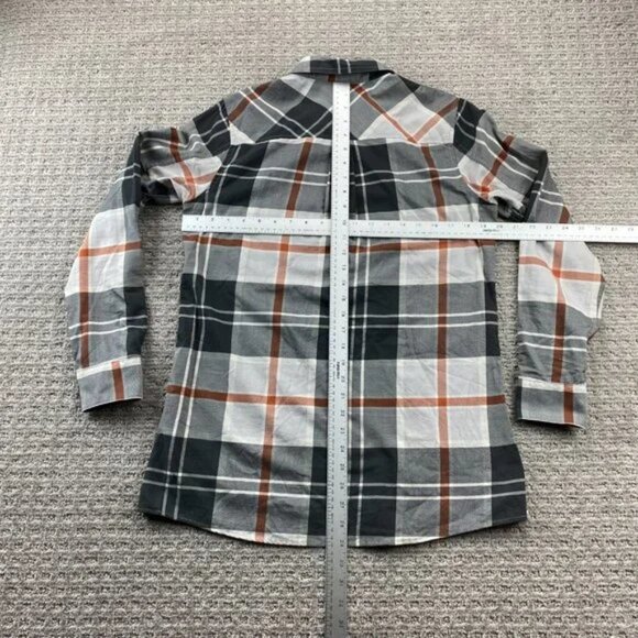Patagonia Shirt Women Adult Medium M Gray Plaid 1/2 Half Button Up Long Sleeve - Picture 11 of 15